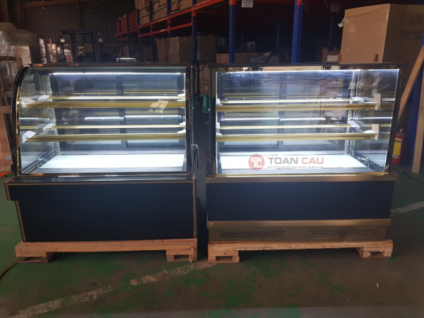 Tủ bánh kem 3 tầng kính vuông 1m2 sấy kính 2 mặt 4 Tu banh kem 3 tang 1