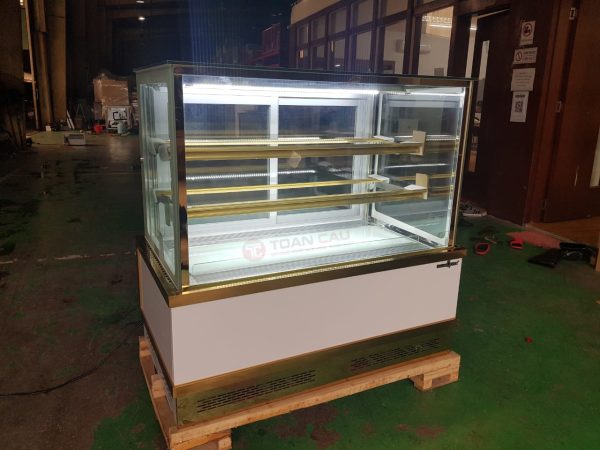 Tủ bánh kem 3 tầng kính vuông 1m2 sấy kính 2 mặt 3 Tu banh vuong 1
