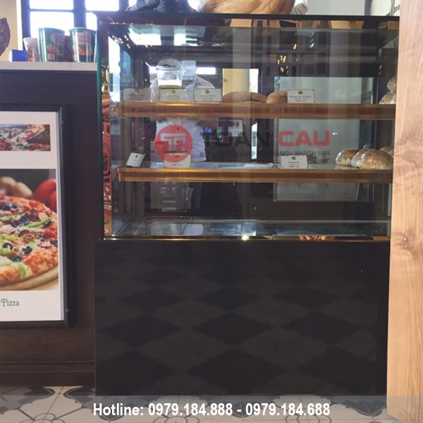 Tủ bánh kem 3 tầng kính vuông 900mm 3 Tủ trưng bày bánh kem 3 tầng kính vuông màu đen 90cm giá rẻ