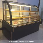 Tủ trưng bày bánh kem 3 tầng kính cong màu đen 1m5 đẹp